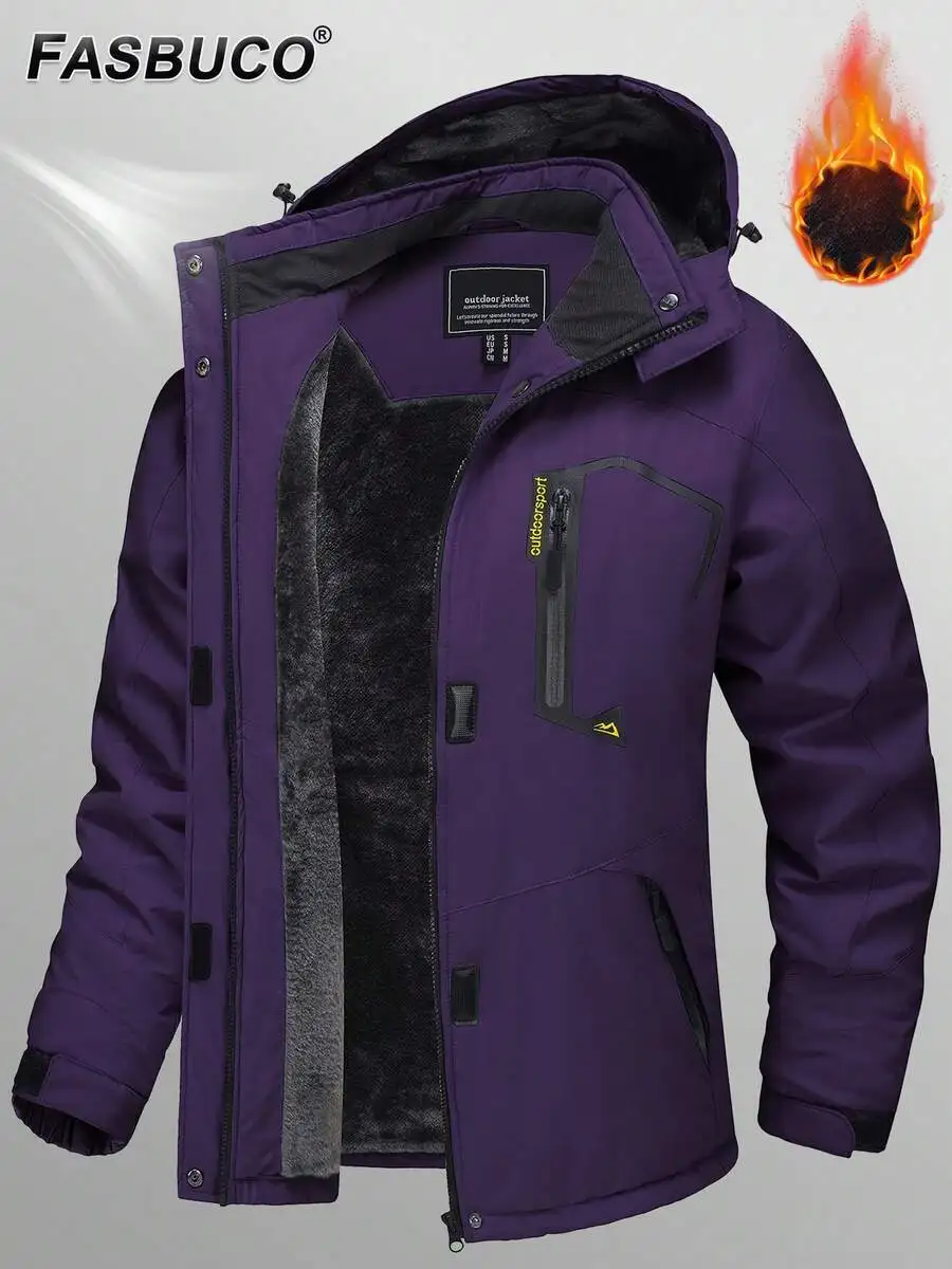 

FASBUCO Women's Purple Thermal Ski Jacket, Fleece Lined Waterproof Windbreaker for Outdoor Hiking & Winter