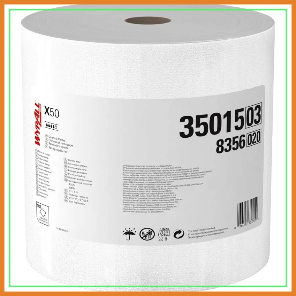 

Jumbo Strong Towels for Extended Use, White, 1 Roll of 1,100 Sheets