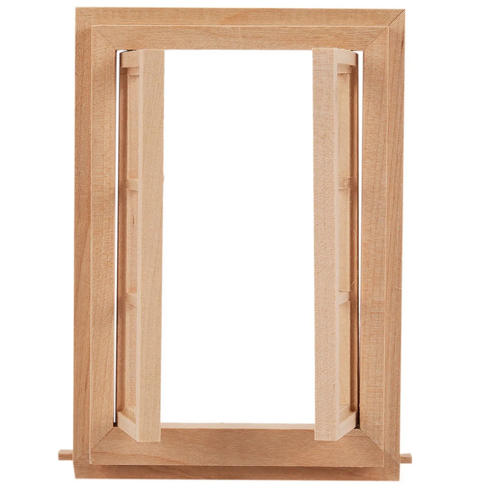 X18A-2X 1:12 Casa delle bambole in miniatura Doppia finestra Cornice in legno a 6 pannelli e piastra di vetro Casa Fai da te Accessori per doppia finestra