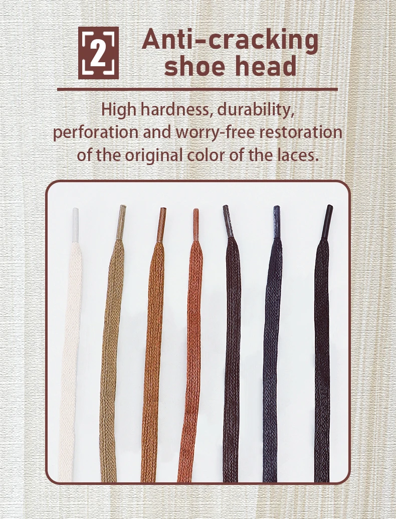Gewachste, wasserdichte Lederschnürsenkel, flache Schnürsenkel, 6 mm Breite, Stiefel, Oxford-Schnürsenkel, Schuhzubehör, 60/80/100/120/140/180 cm, 1 Paar – Detail 3