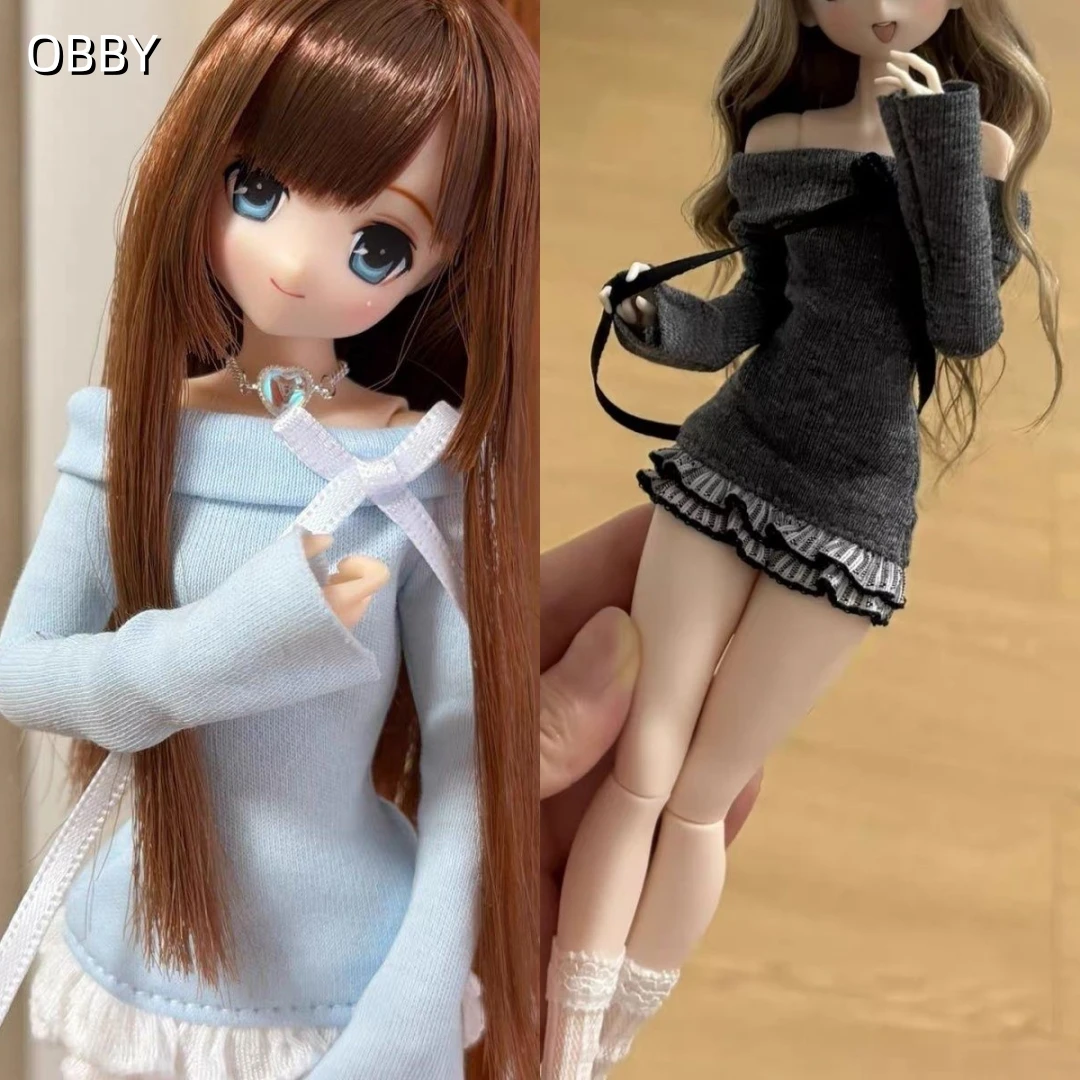 For Azone Cute Off Shoulder Dress For Boxed Furry Monster High G3 1/6 BJD Ob22 OB24 Doll Clothes Dress Up Accessories Gift