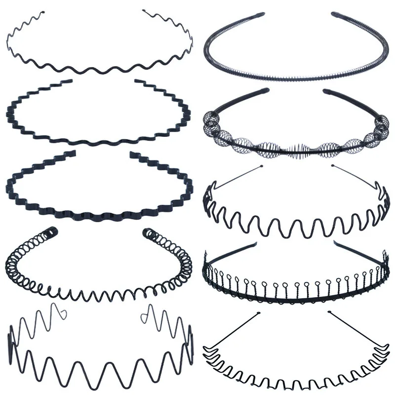 

Невидимые спортивные черные металлические волны, соты, спиральная повязка на голову