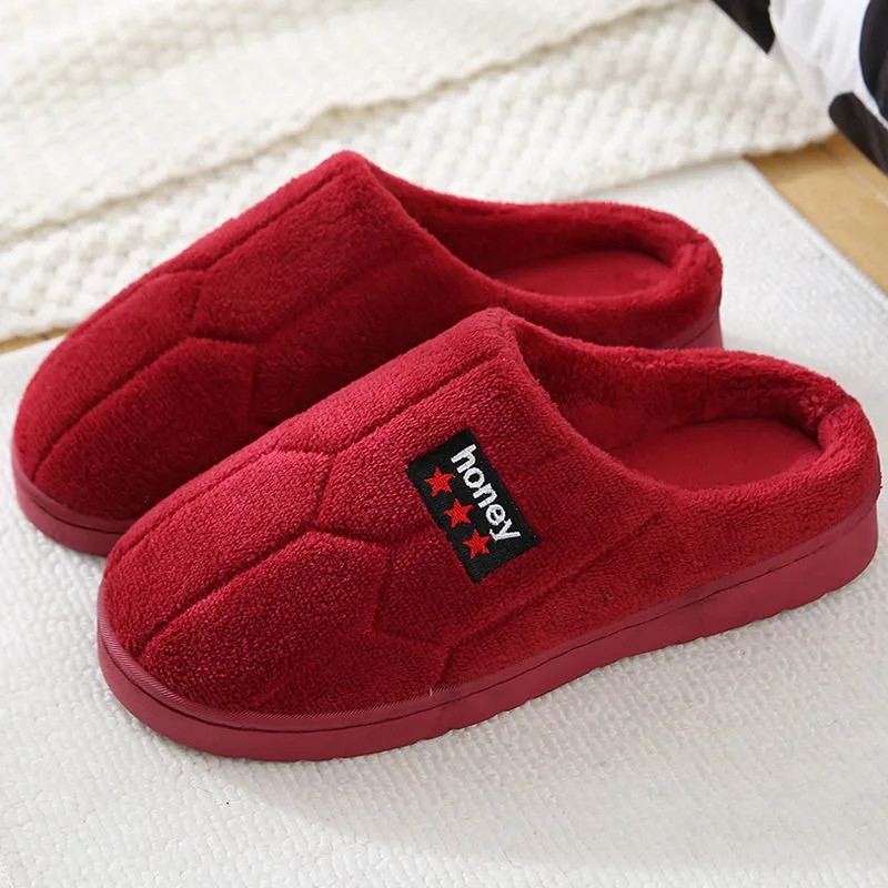 Unisex Winter Shoes Household Cotton Slippers Men Indoor Warm Plush Footwear Non-Slip Platform Slippers Couple Women Home Family