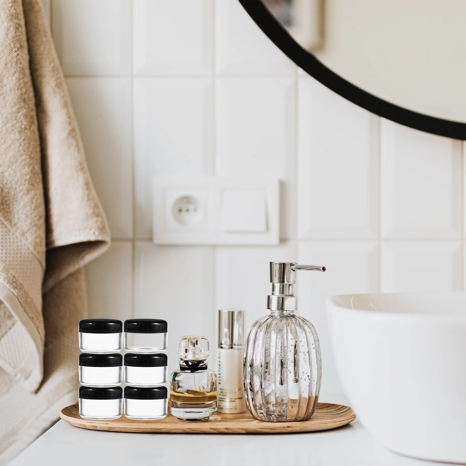 50 قطعة من برطمانات تخزين عينات الكريم مانعة للتسرب وقابلة لإعادة الاستخدام من مادة PVC للعناية بالبشرة، صناديق كريم فارغة خفيفة الوزن للسفر #1