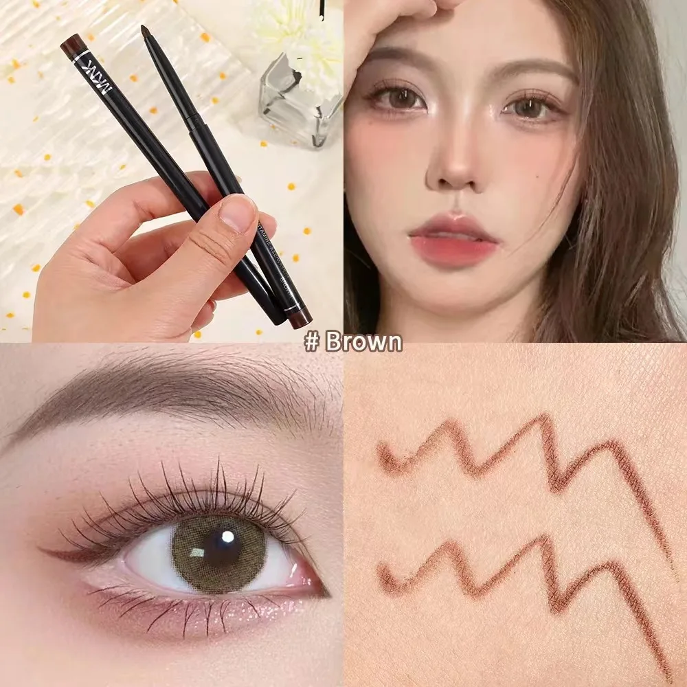 Matita eyeliner rotante automatica Matita gel eyeliner Matita per sopracciglia Sleeper Matita baco da seta Matita eyeliner crema Nero marrone