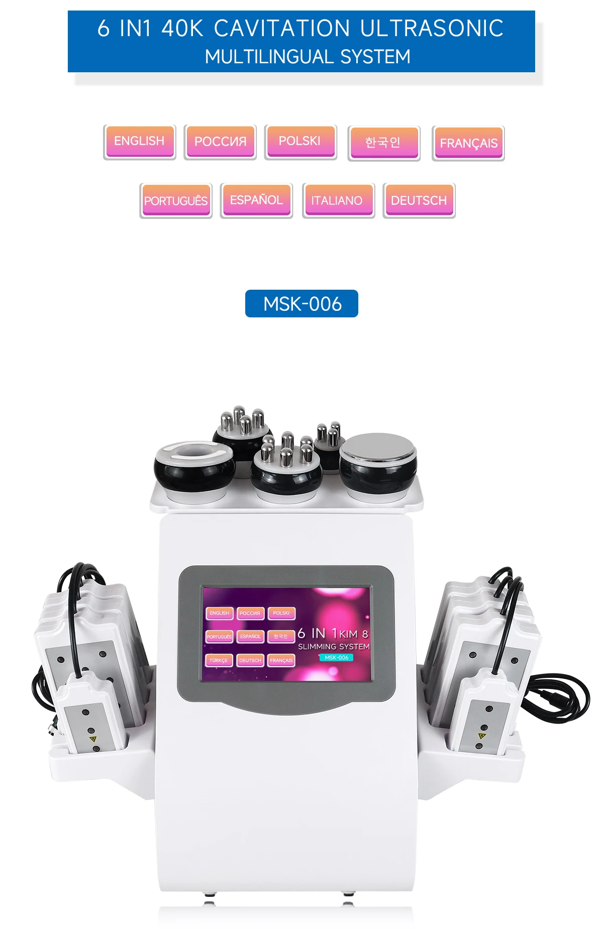 6 In 1 40K Ultrasonic Cavitation Machine Weight Loss Skin Tightening Vacuum Lipo Slimming KIM8 Machine for Home Use Body Shaping