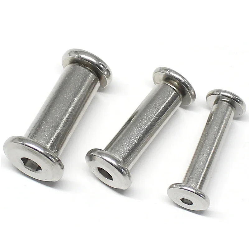 304 Stainless Steel Hexagon Socket Screw Locking Splint Screw Nut Combination Album Butt Account Book Nail Edge Chamfer M3~M10