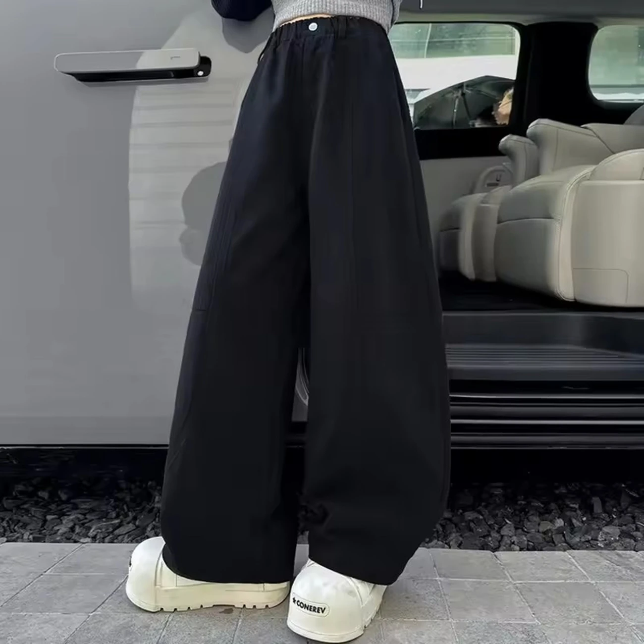 Girls' Loose Casual Curved Pants Straight Cut Sports Trousers Trendy Autumn Collection Comfortable Kids Sweatpants