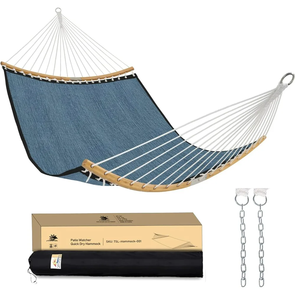 Double Hammock with Curved-Bar Bamboo, Outside Quick Dry Two Person Hammock with Olefin Fabric,Hammocks