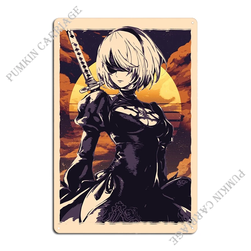 Nier Automata 2b Metal Sign Vintage Decoration Cinema Retro Tin Sign Poster