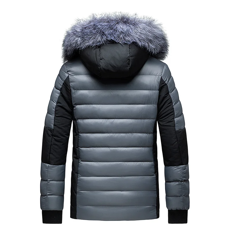 Winter Warm Men Jacket Casual Autumn Fur Collar Down Coats New Thick Hooded Cotton Parka Coat Men Winter Hooded Down Jacket