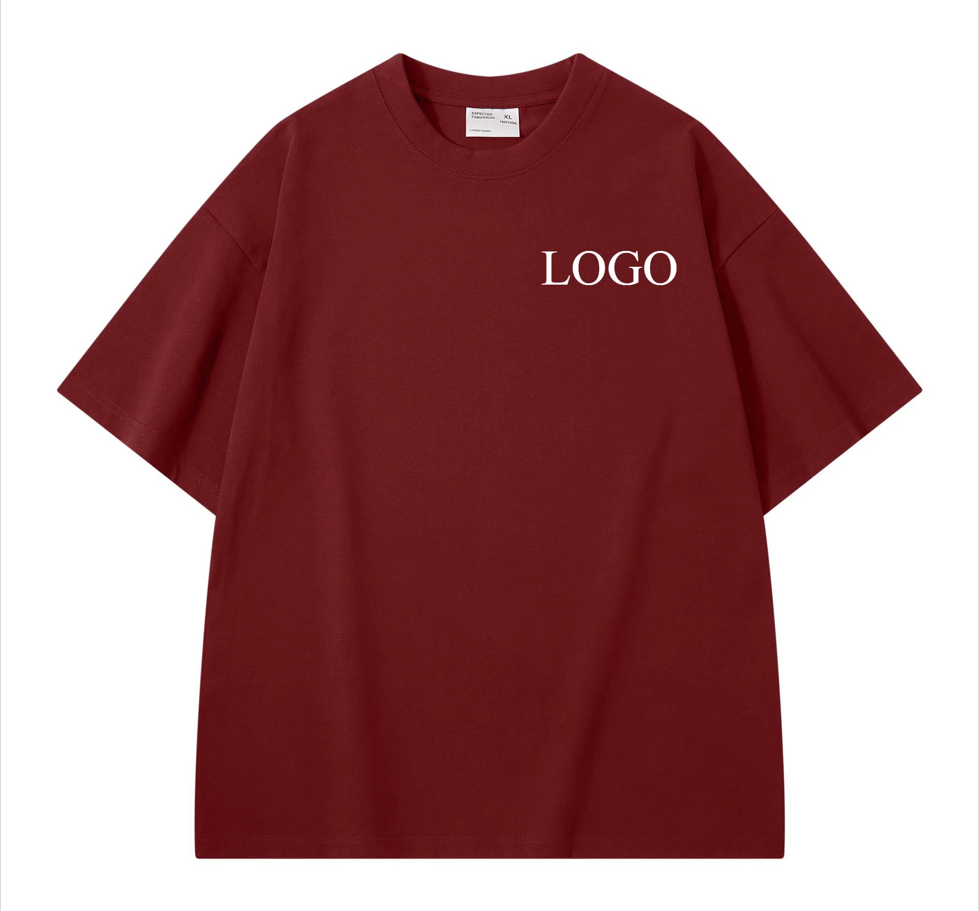 Personalizza il tuo design T-shirt da uomo in cotone pesante 300GSM Estate Camicie a maniche corte casual larghe da donna di alta qualità Logo fai da te