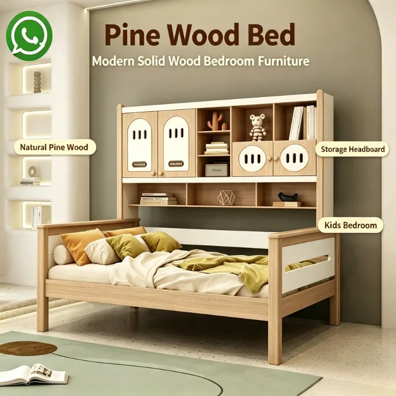 Modern Solid Wood Kids Loft Bed with Slide, Wooden Children Bunk Bed Luxury Home Hotel Bedroom Wholesale Furniture