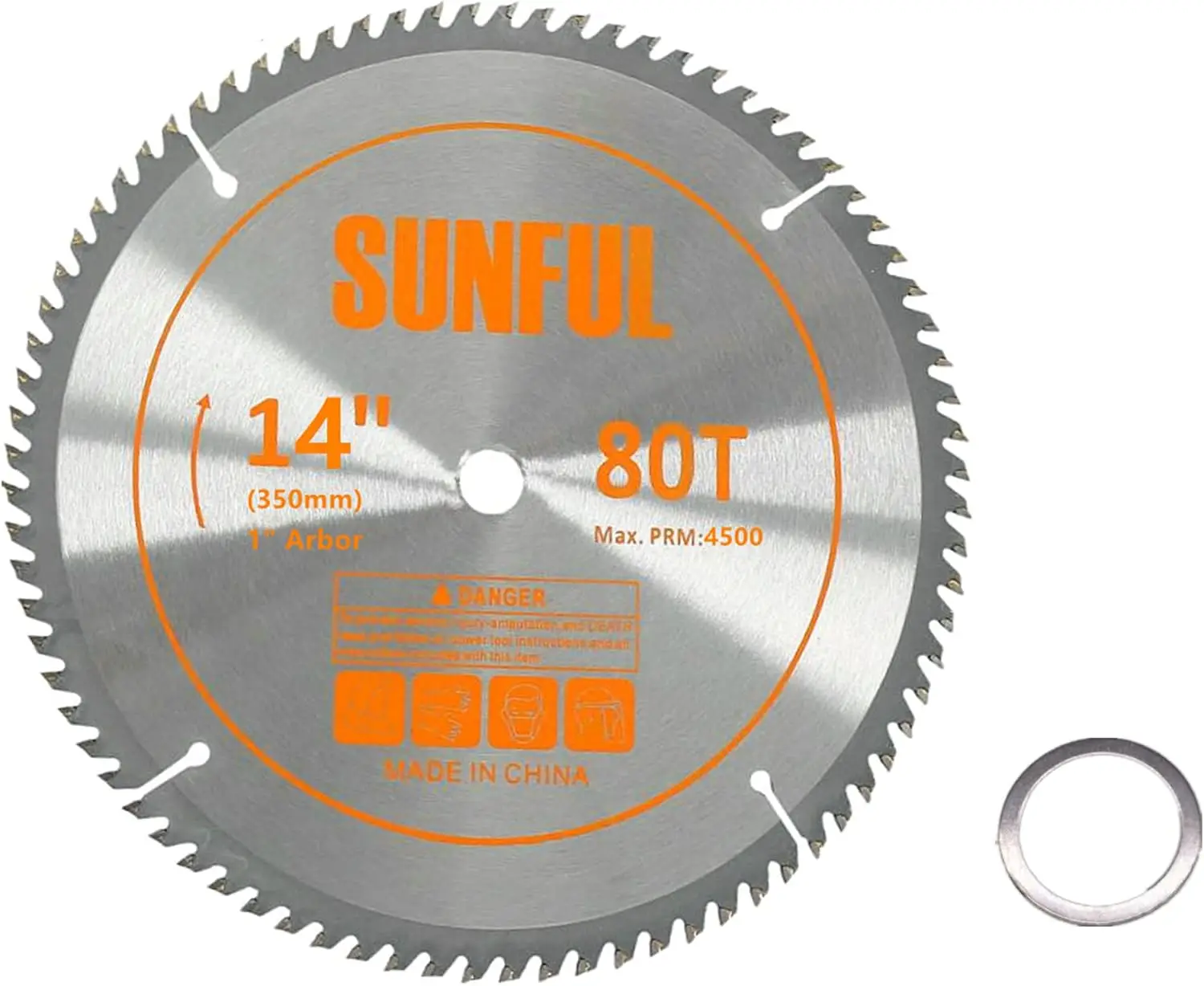 

14 Inch 80T Circular Saw Blade with 1 Inch Arbor for Wood Cutting, Miter and Table Saws