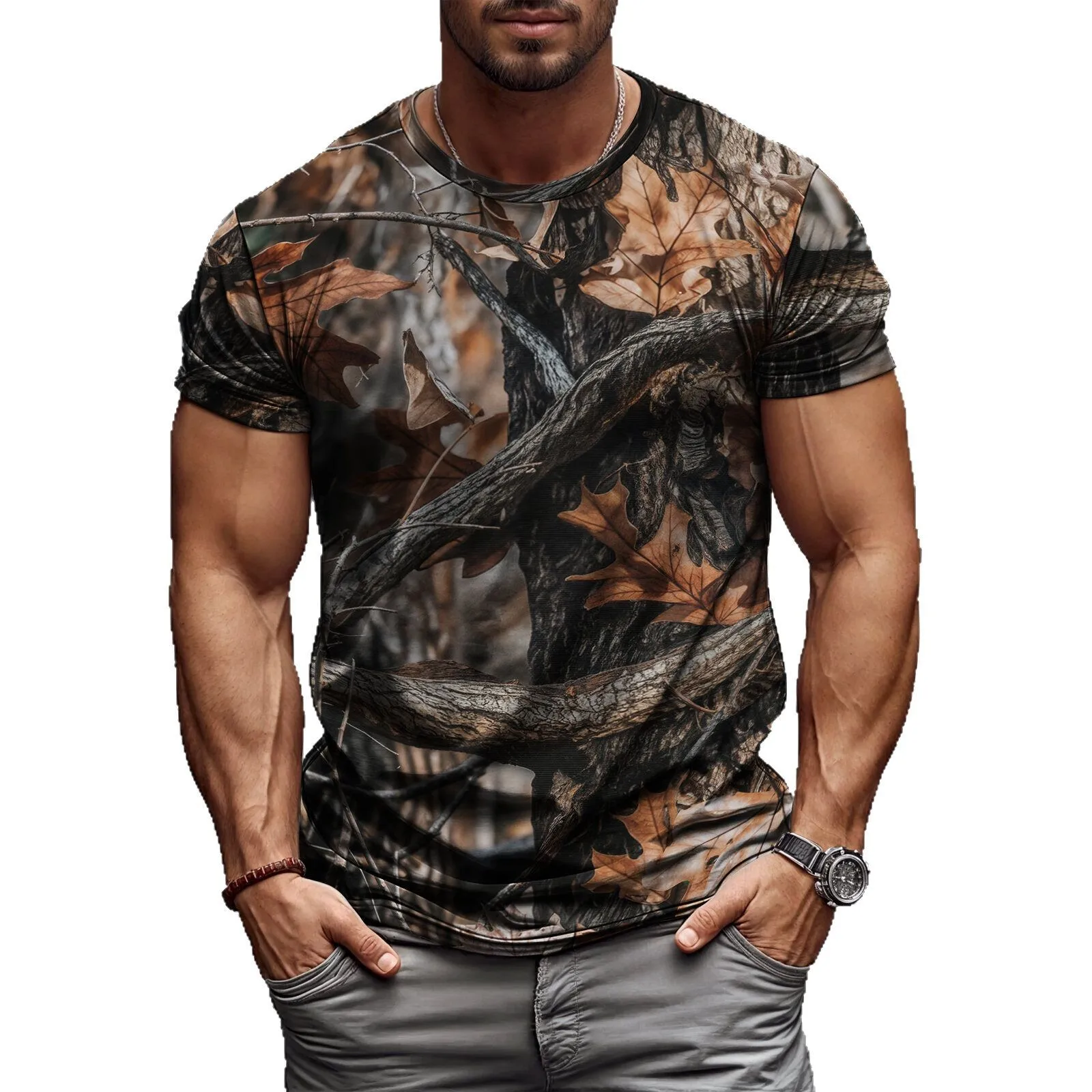 

mens clothing graphic t shirts 3D digital printed plant pattern short sleeved loose round neck top funny casual t-shirts for men