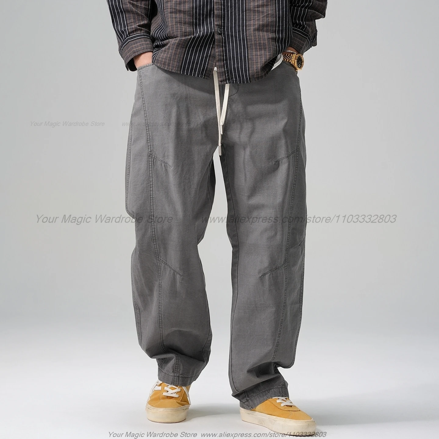 2026 Loose Washed-out Distressed Post-Apocalyptic Wasteland Style Straight Cargo Pants Casual Pants