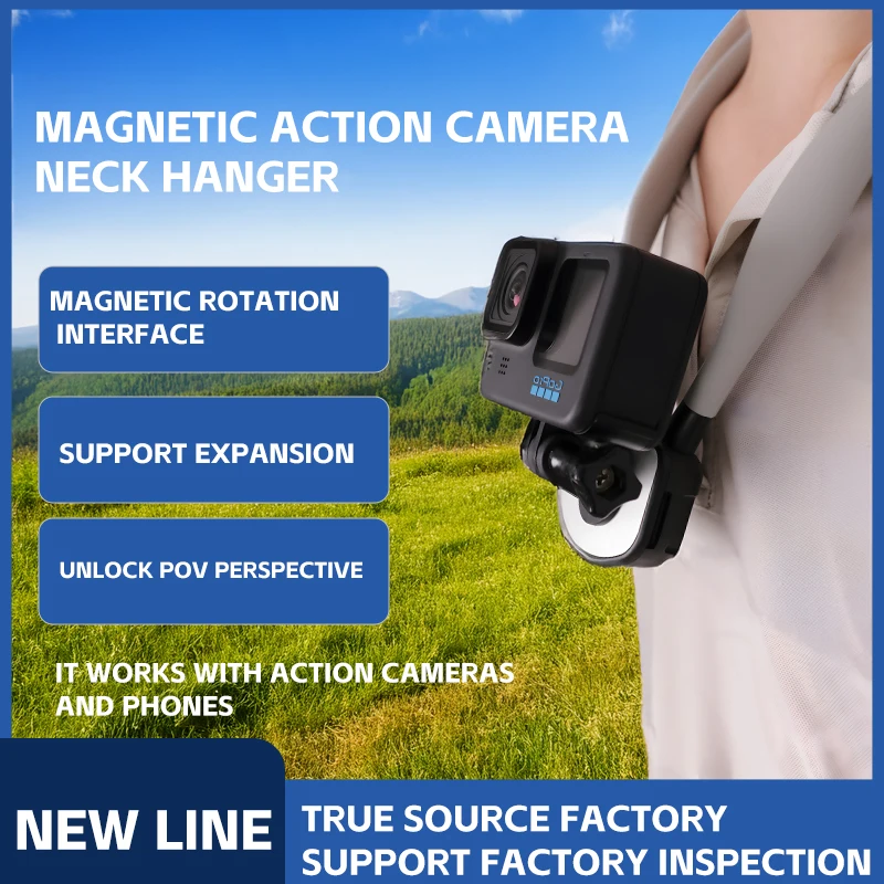 Cell Phone Magnetic Neck Mount Neck Cell Phone Holder POV/Vlog Selfie Holder Hands-Free Cell Phone Neck Mount Chest Bracket with