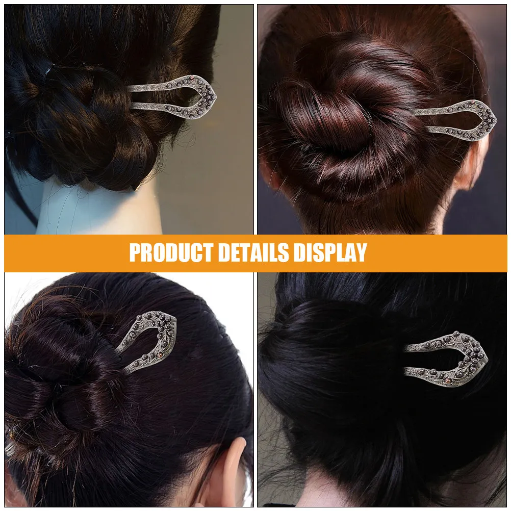 2Pcs Hair Stick for Women Simulation Pearl U Shaped Alloy Hairpin Vintage Chinese Style Bridal Wedding Hair Accessories