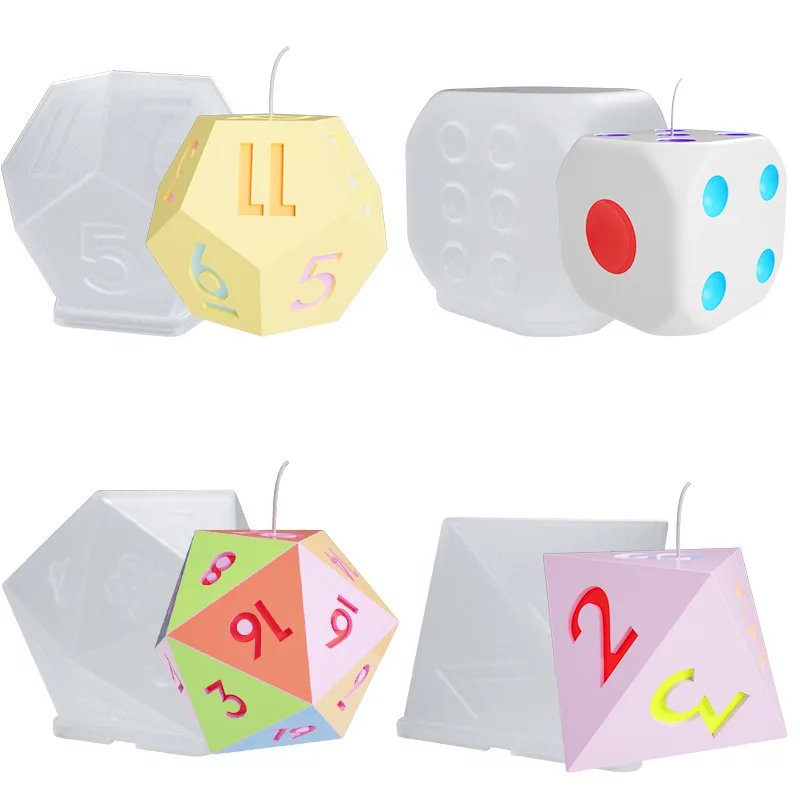 Large Style Dice Silicone Mold DIY 2 Typs Dice Epoxy Resin Mold For Home Office Decoration Candel Soap Aromatherapy Mold