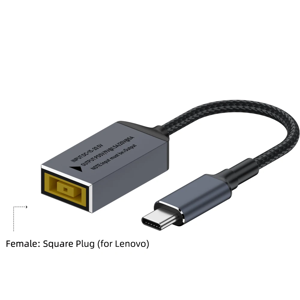 Konverter kabel pengisi daya Cepat USB Tipe C PD 100W untuk Dell Hp Asus Lenovo Samsung Laptop adaptor daya Dc ke USB C konektor PD