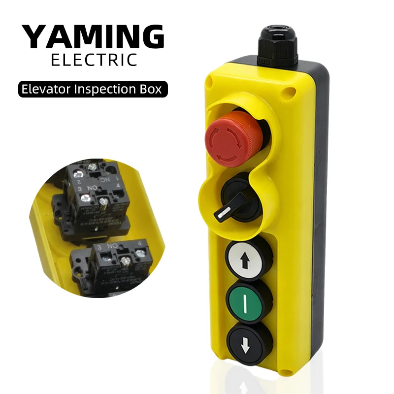 Escalator Inspection Control Box Emergency Stop Push Button Switch Station Up Down Selector Lift Maintenance Pendant Control