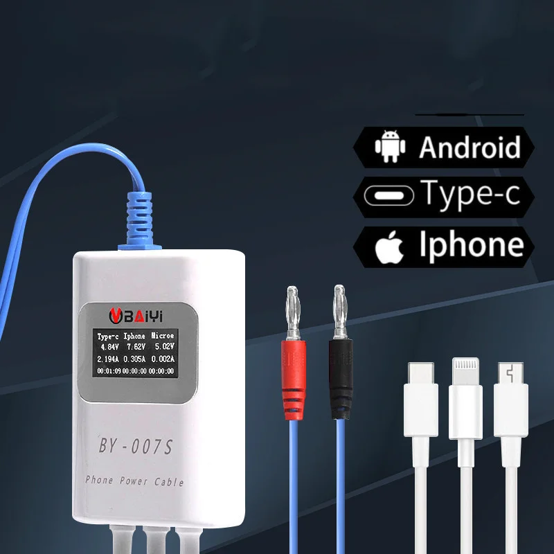 

BY-007S Fast-charging Protocols Detect Smart Charging Detection Cable For Mobile Phone Type-C Lightning Micro USB Three Device