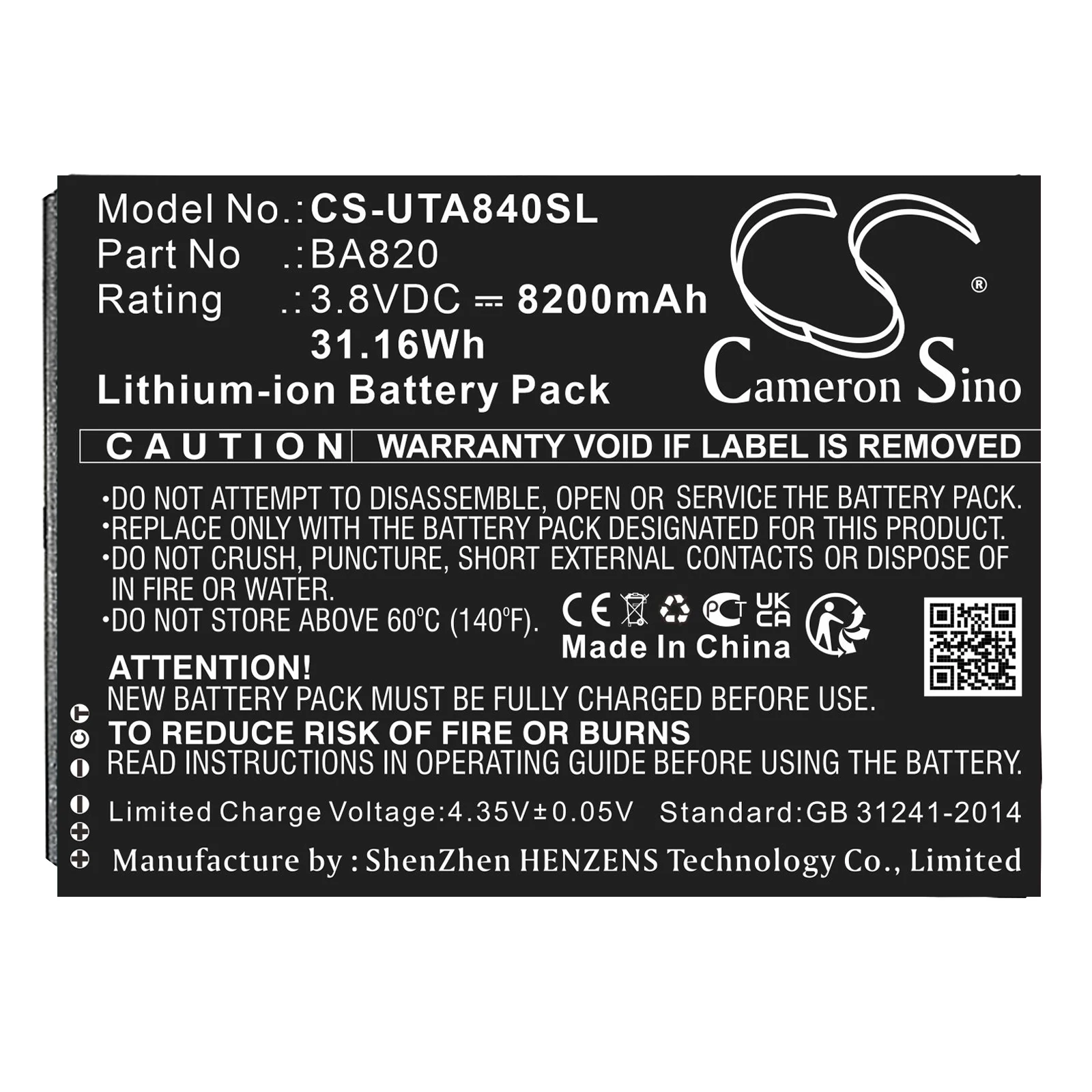 

Cameron Sino 8200mAh Battery For Unistrong UG908 BA820 BA840 UG905 BA820