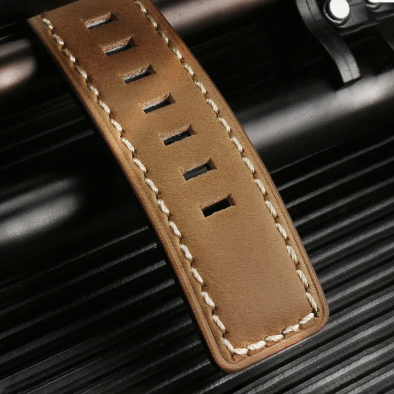 34*24 مللي متر نهاية محدبة جلد العجل الإيطالي حزام (استيك) ساعة لسلسلة الجرس BR01 BR03 حزام حزام الساعات سوار حزام روس المطاط الرجال #6