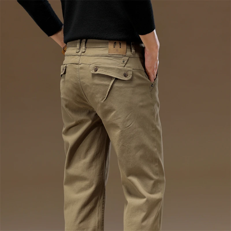 2024 Pure Cotton Casual Pants Men\'s Autumn Stylish Simple and Versatile Comfortable Slim Straight Business Long Pants