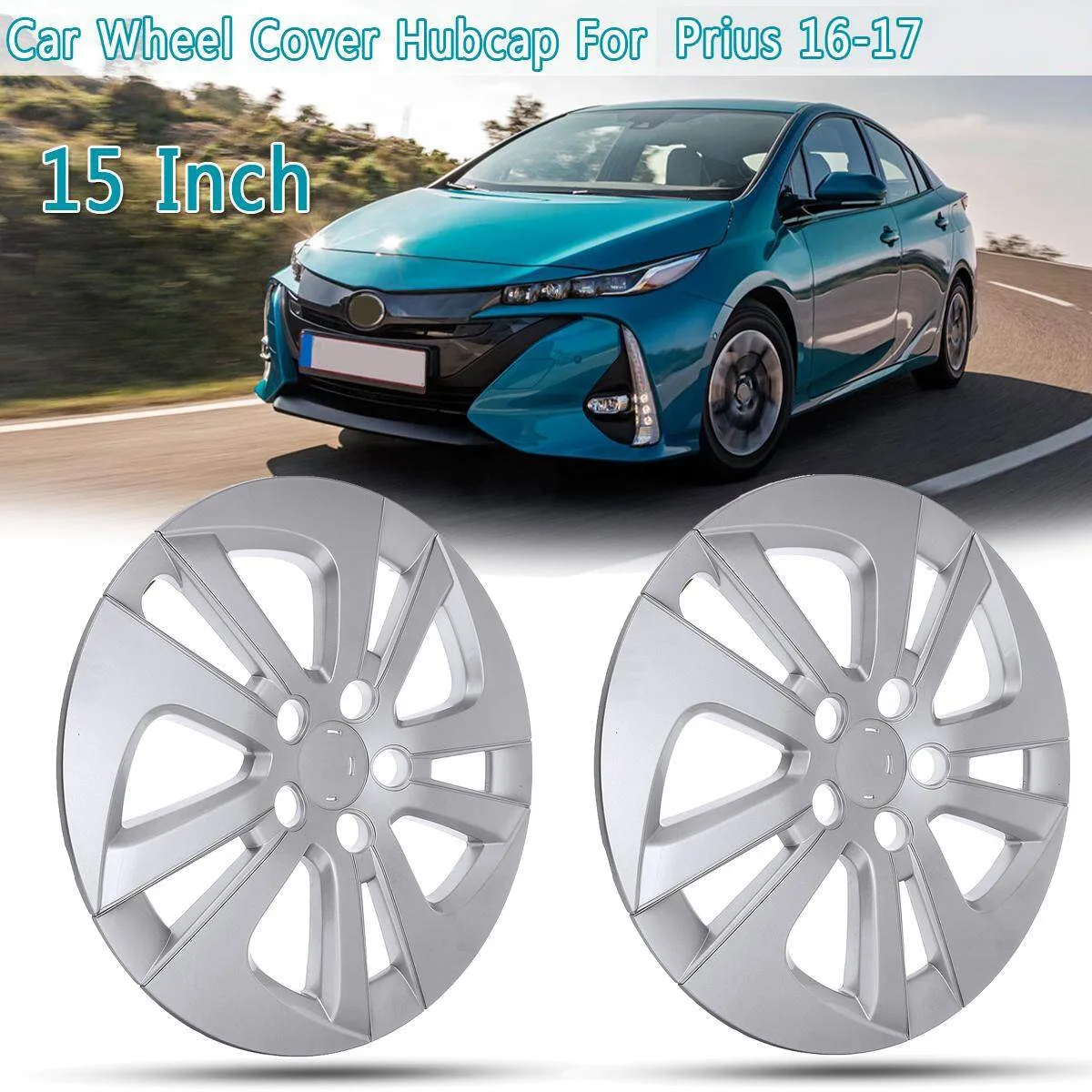 1 Pair 15 Inch Car Wheel Cover Hub Cap Replacement for Toyota Prius