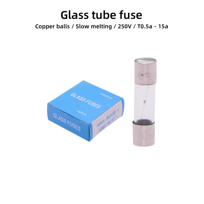 

Glass Tube Fuse (T0.5A - 30A) 250V Fuse For Circuit Breaker In Household Appliances / TV Set Delay / Slow-Breaking