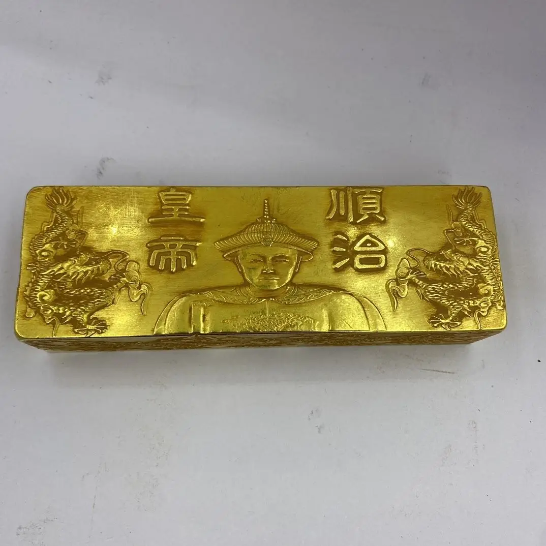 Antiques Qing Dynasty gilt, coins, gold ingots, five emperors Shuanglong Shunzhi, special offer free shipping