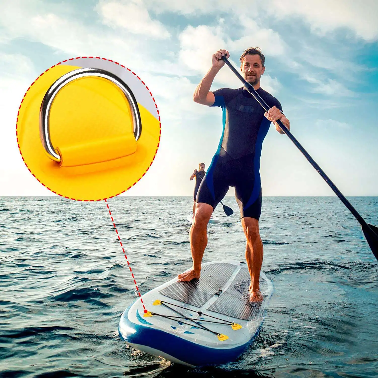 6Pack D-Ring Patch for Inflatable Boat Kayak Dinghy SUPs D-Ring PVC Patch Kajak Rafting Akcesoria Żółty