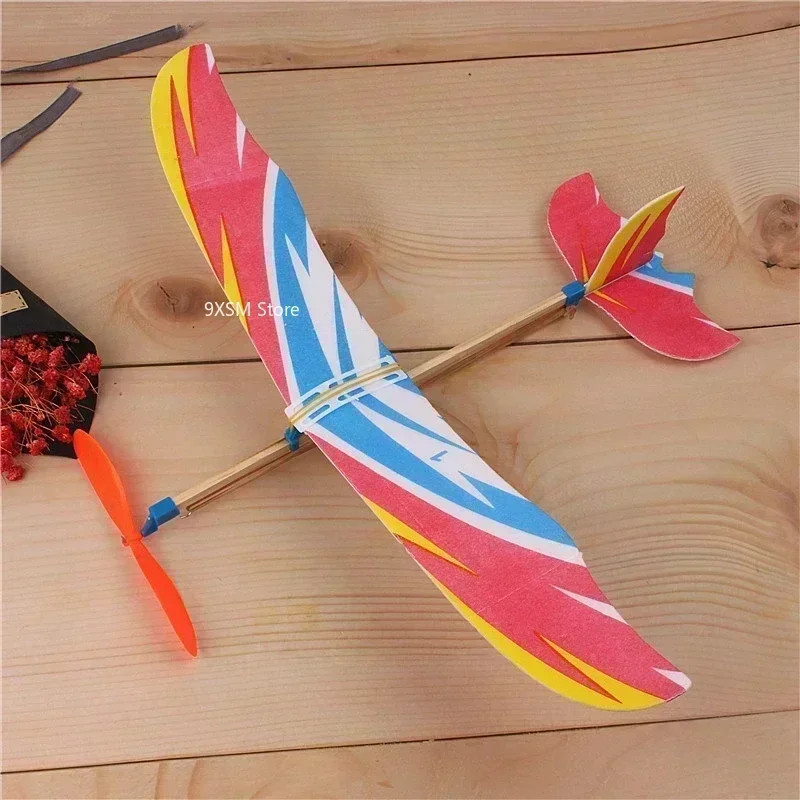 DIY Hand Throw Flying Glider Planes Elastic Rubber Band Powered Flying Plane Airplane Glider Assembly Model Toys For Children