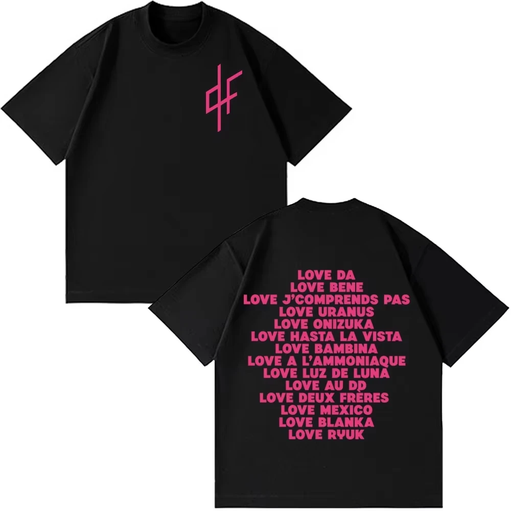 Love Series Unisex Oversized T-Shirt, DF Iconic Name List Graphic Tee, K-pop/Idol Fan Merch Streetwear Cotton Top For Men Women