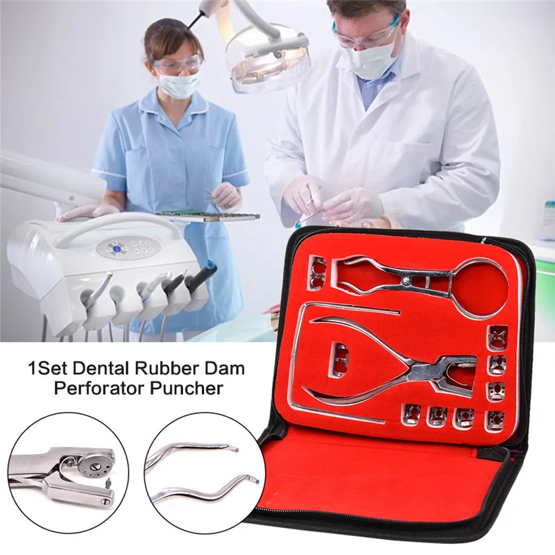 Dental Oral Rubber Dam Clip, Stamp Puncher, cânfora pano, Bracket Tool, 1 conjunto