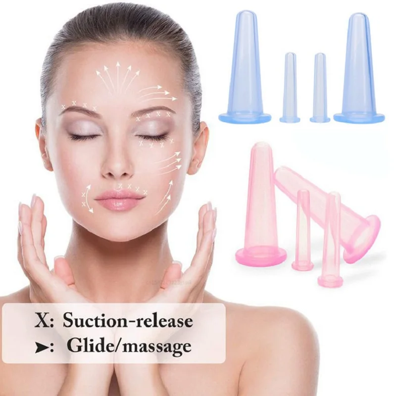 Silicone Vacuum Cupping Massage Jars Anti Cellulite Massage Facial Suction Cups Face Neck Lift Skin Scraping Guasha Anti Wrinkle