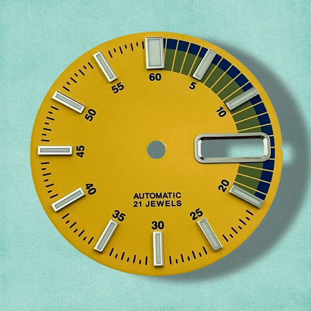 28.5 مللي متر S5 شعار الغوص الهاتفي صالح NH36/4R36 حركة الأخضر مضيئة ماتي المزدوج التقويم ساعة مزدوجة تعديل الملحقات #5