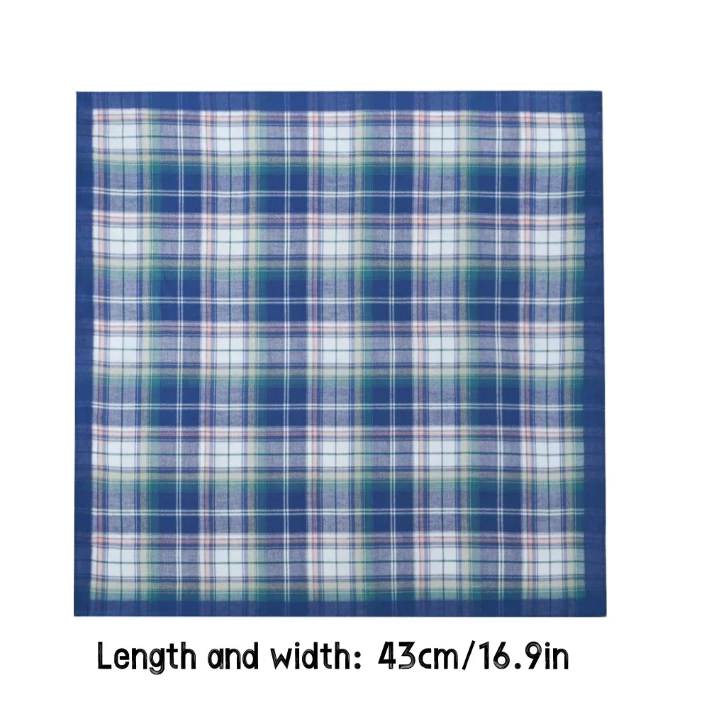 Pañuelo fino de algodón a cuadros para hombre, toalla de bolsillo suave para caballero, talla 43cm/16,9 pulgadas, 3 uds.