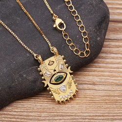 AIBEF New Trend Square Inlaid Lucky Evil Eye Geometric Pendant Zircon Necklace Women's Punk Rock Jewelry Personalized Gift