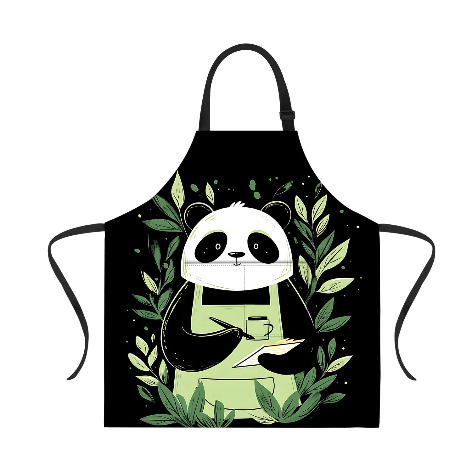 

Funny Apron Panda Waiter Apron for Women Men with Pockets, Adjustable Kitchen Chef Aprons for Cooking Cute Apron