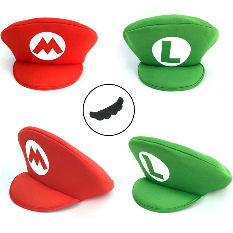 Cosplay Cartoon Hats With Moustache Halloween Kids Hats Costumes Anime Figure Party Funny Accessories