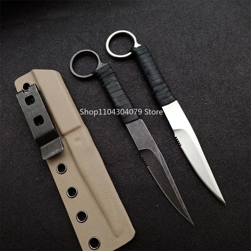 Cuchillo de Hoja Fija para Exteriores con Funda, para Camping, Barbacoa, EDC, Cuchillos Portátiles, Aventura en la Jungla, Escalada, Senderismo, Picnic, Multiherramienta