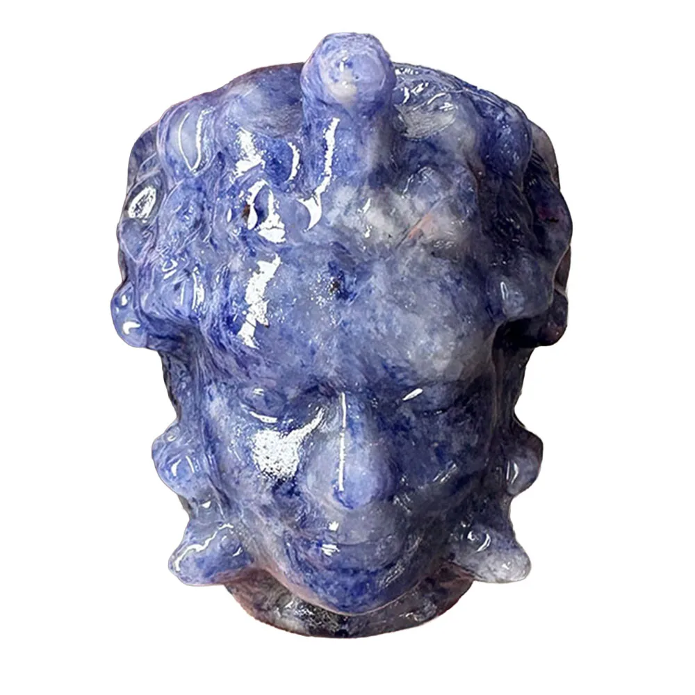 Custom 5.5cm Sodalite Medusa Head Crystal Carving - Handcrafted Healing Gemstone Mythical Figurine