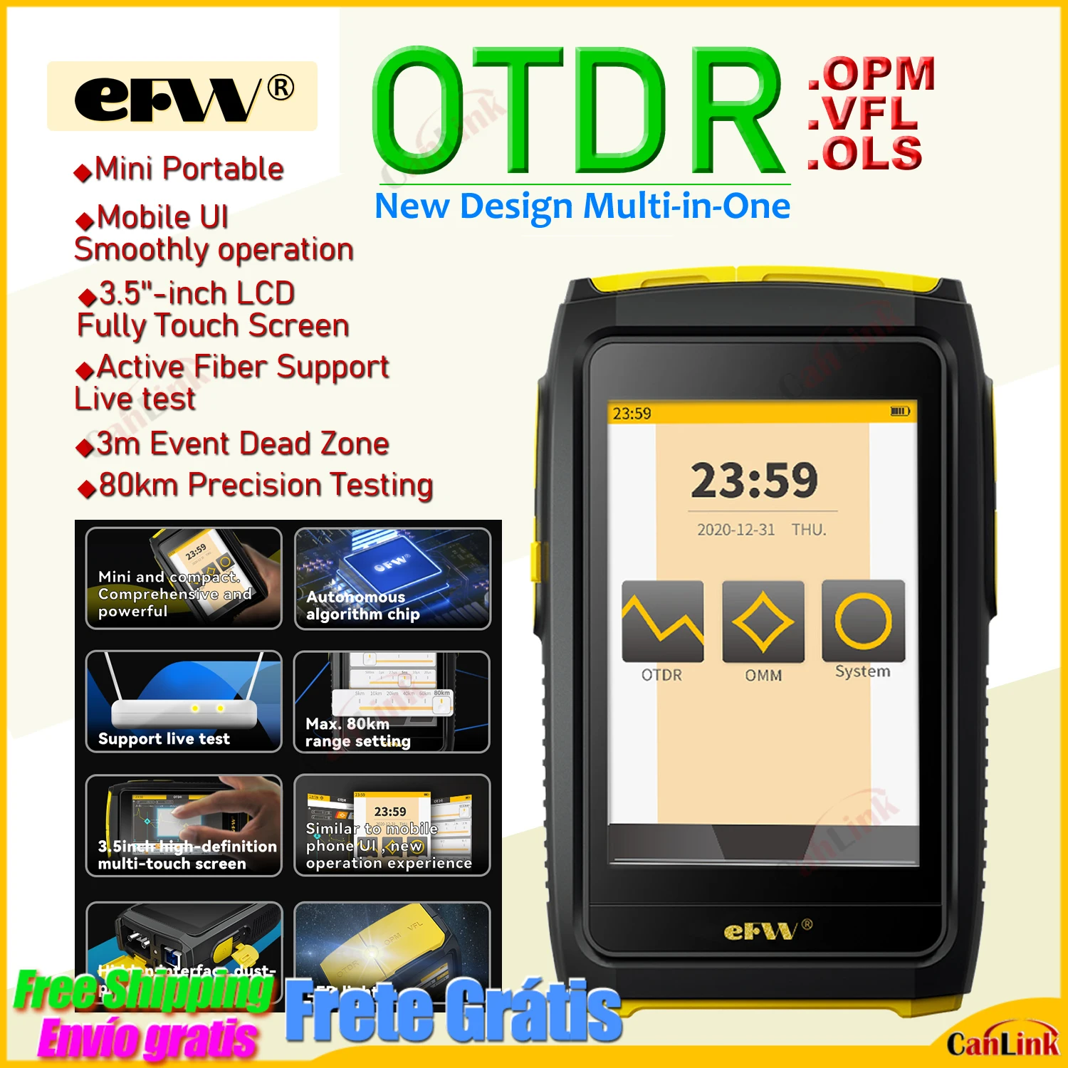 OTDR Optic Otdr Optical Reflector Active Fiber Live Tester Optical Reflectometer Touch Screen OPM VFL 1550nm Event Map Ethernet 