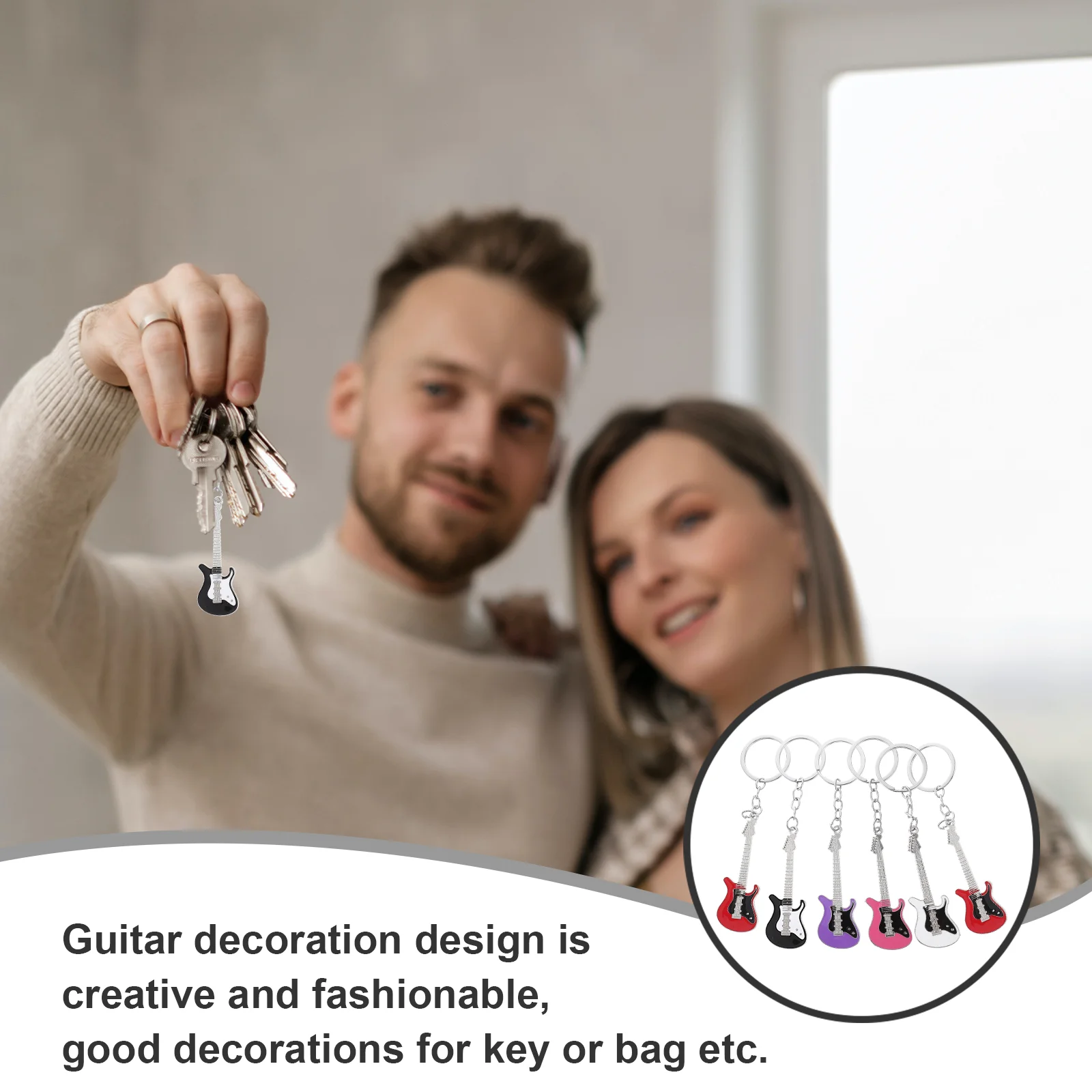12 Pcs Key Ring Clip Instruments Guitar Hanging Keychain Gift Keyring Man Wallet