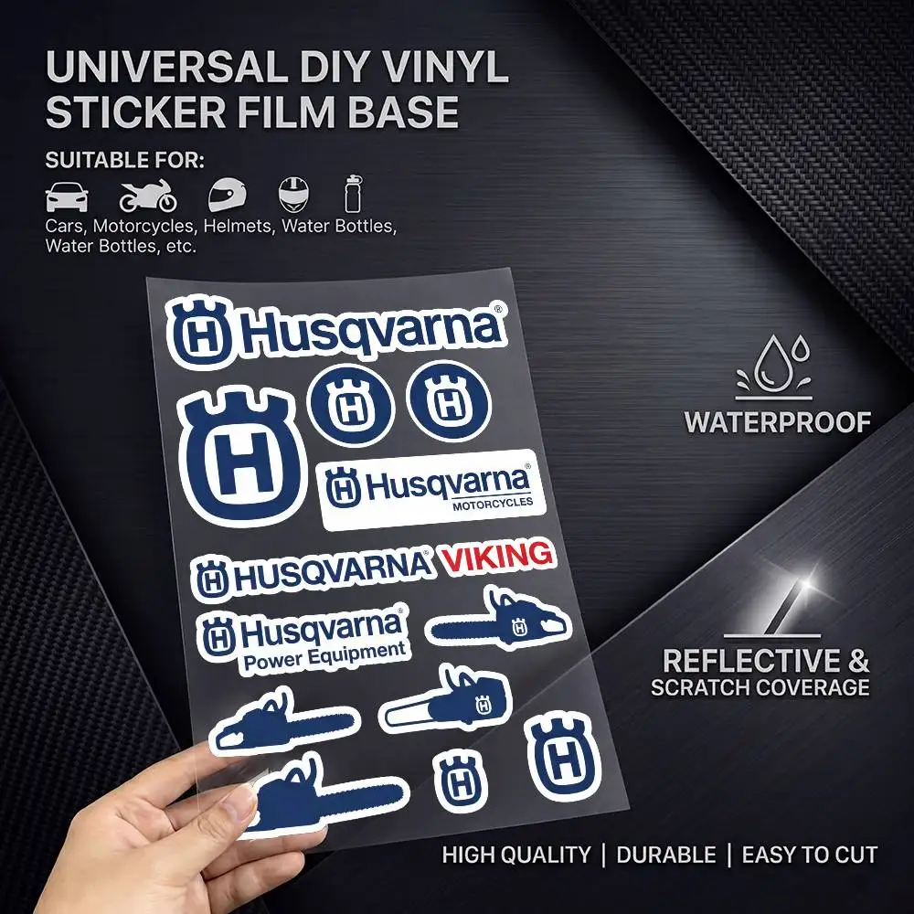 H-Husqvarna-a Long Lasting Waterproof Reflective Sticker Scratch Conceal Fit Motorcycle Car Helmet Fridge Decals