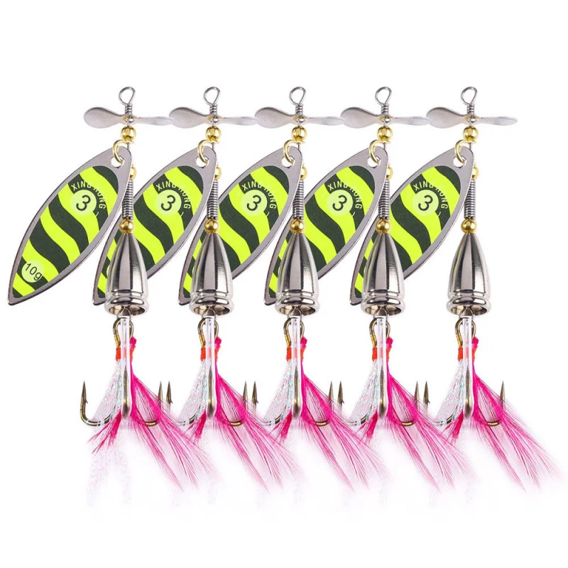 5PCS9.5CM-9.3GSequin Nep Aas Fly Spinning Nieuwe Roterende Pailletten Vissen Lokken Boxed Nep Aas Zoetwater Vissen lokken