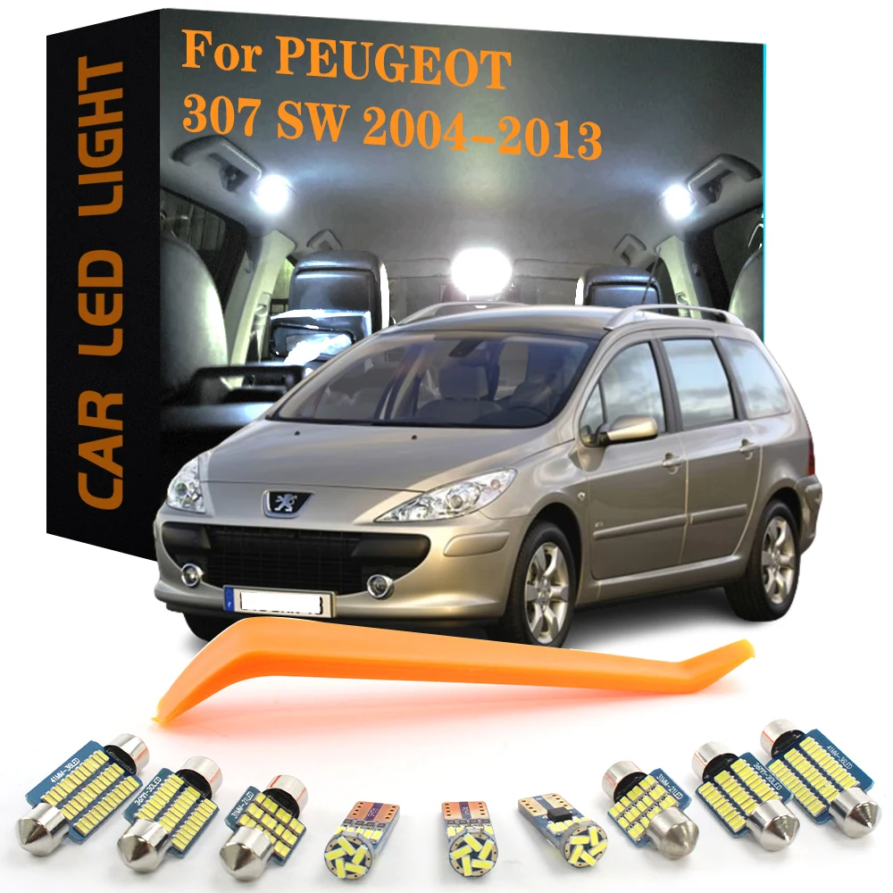 12pcs Canbus Car Accessories LED Interior Lights For Peugeot 307 SW Saloon 2004 2005 2006 2007 2008 2009 2010 2011 2012 2013