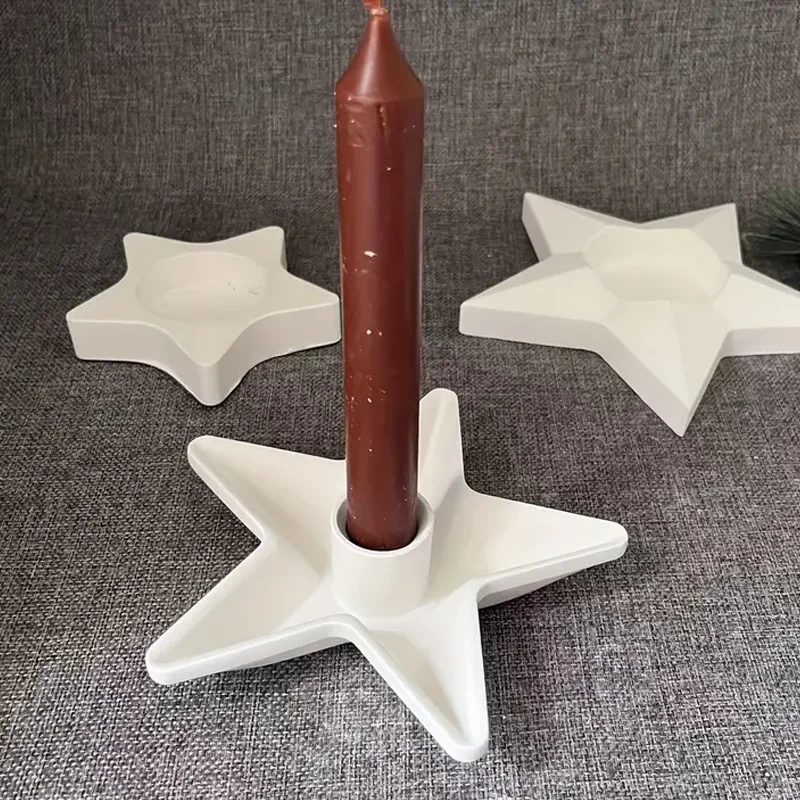 

Star Shape Candlestick Silicone Mould DIY pentagram Candle Holder Gypsum Resin Mold Cement Candle Tray Molds Home Crafts Decor